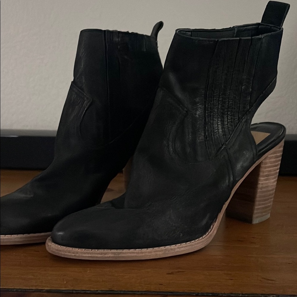Dolce Vita Black Heeled Boots with Western Flair